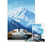 Puzzle de 1000 pièces Trek de Goechala,Inde Paysage de Montagne Découpe précise Art Jeu cognitif et Amusant Loisirs Scène de Noël (38x26cm)