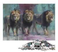 Puzzle de 1000 pièces « Trio de Lions en Mouvement » en Bois, Jeu éducatif et Stimulant, idéal comme Cadeau de Noël, 1000 pièces (75 x 50 cm).