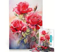 Puzzle de 1000 pièces Trio de Roses aux Bords Lisses, Jeu de Concentration Amusant, Moment de détente, Cadeau d'anniversaire (38x52cm)