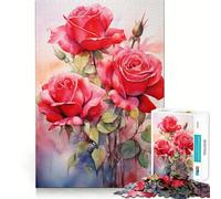 Puzzle de 1000 pièces Trio de Roses aux Bords Lisses, Jeu de Concentration Amusant, Moment de détente, Cadeau d'anniversaire (38x26cm)