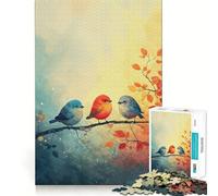 Puzzle de 1000 pièces Trio d'oiseaux d'automne,Jeu d'ajustement précis,Jeu de logique et de réflexion,Moment de détente,Cadeau Artistique de Noël (38x52cm)