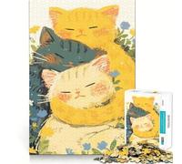 Puzzle de 1000 pièces Trois Chats câlins dans des Fleurs pour Adultes, 38x26cm, idéal pour renforcer Les Liens familiaux Cadeau de Saison
