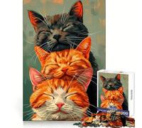 Puzzle de 1000 pièces Trois Chats endormis pour Adolescents stimule la mémoire, se détend et s’Amuse Bords précis Idée Cadeau Originale 38x26cm