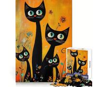 Puzzle de 1000 pièces Trois Chats Noirs dans Un Jardin pour Adolescents améliore la mémoire, se détend et s’Amuse Un Cadeau Unique aux Bords Nets 50x75cm