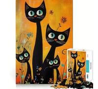 Puzzle de 1000 pièces Trois Chats Noirs dans Un Jardin pour Adolescents améliore la mémoire, se détend et s’Amuse Un Cadeau Unique aux Bords Nets 50x75cm
