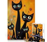 Puzzle de 1000 pièces Trois Chats Noirs dans Un Jardin pour Adolescents, idéal pour améliorer la mémoire, se détendre et s'amuser Bords précis Cadeau Artistique 38x52cm