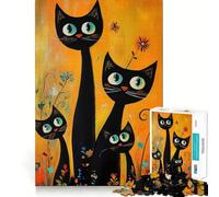 Puzzle de 1000 pièces Trois Chats Noirs dans Un Jardin pour Adolescents, idéal pour améliorer la mémoire, se détendre et s'amuser Bords précis Cadeau Artistique 38x52cm