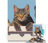 Puzzle de 1000 pièces Trois Chats sur Une clôture pour Adolescents Un Jeu d'adresse pour stimuler Le Cerveau, se détendre et s'évader, Un Cadeau attentionné 38x52cm