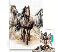 Puzzle de 1000 pièces Trois Chevaux au Galop pour Adultes, Jeu intellectuel et Relaxant, découpe de qualité, pièce d'art 38x26cm