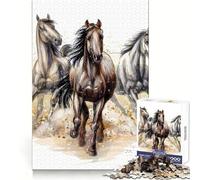 Puzzle de 1000 pièces Trois Chevaux au Galop pour Adultes, Jeu intellectuel et Relaxant, découpe de qualité, pièce d'art 38x26cm