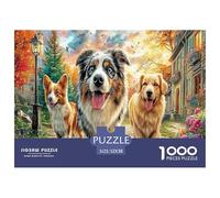 Puzzle de 1000 pièces « Trois Chiens dans la Prairie » en Carton 100% recyclé, pour Adultes : Un défi Stimulant et Amusant (52 x 38 cm).