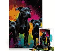 Puzzle de 1000 pièces Trois Chiens Noirs sur Fond coloré pour Adolescents, Jeu Intelligent et ludique, découpe Lisse, liste de souhaits du Père Noël 50x75cm