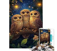 Puzzle de 1000 pièces Trois hiboux dans la Nuit Un Jeu Manuel Stimulant et Anti-Stress idéal pour Les 14 Ans et Plus (38x52cm)