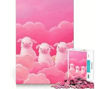 Puzzle de 1000 pièces Trois Moutons dans des Nuages Roses pour Adolescents, idéal pour développer la mémoire, se détendre et Offrir Un Joli Cadeau 38x26cm