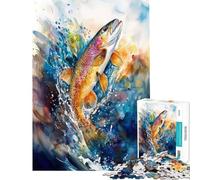 Puzzle de 1000 pièces Truite Aquarelle Un défi éducatif pour Apprendre et se divertir à partir de 14 Ans (50x75cm) Jeu de Puzzle éducatif à Monter soi-même