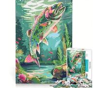 Puzzle de 1000 pièces Truite Arc-en-Ciel sous l'eau Jeu de réflexion détente intellectuelle Cadeau d'anniversaire 50x75cm