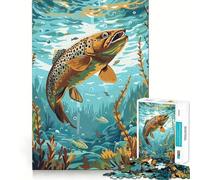 Puzzle de 1000 pièces Truite Brune sous-Marine,découpe Premium,Jeu de réflexion créatif,détente et Divertissement,décoration Murale de Noël (38x26cm)