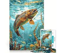 Puzzle de 1000 pièces Truite Brune sous-Marine,découpe Premium,Jeu de réflexion créatif,détente et Divertissement,décoration Murale de Noël (38x52cm)