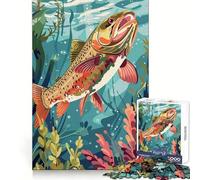Puzzle de 1000 pièces Truite dans Le Monde sous-Marin pour Adolescents, idéal pour Un entraînement Intelligent et des Loisirs en Pleine Conscience Découpe Impeccable Cadeau attentionné (38x52cm)
