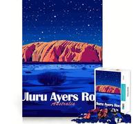 Puzzle de 1000 pièces Uluru Ayers Rock Australie Nuit, Bords Fins, Jeu de réflexion et de détente, Cadeau Artistique de Noël (38x26cm)