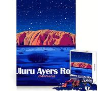 Puzzle de 1000 pièces Uluru Ayers Rock Australie Nuit pour Adolescents Exercices de logique Plaisir Facile Bords Nets Cadeau Symbolique (38x26cm)