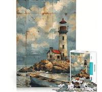 Puzzle de 1000 pièces Un Phare patiné par Le Temps, Jeu Manuel, entraînez Votre Cerveau et Vos Mains, Cadeaux d'anniversaire et de Noël Uniques 38x26cm