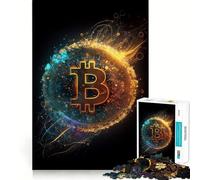Puzzle de 1000 pièces univers Bitcoin avec bords lisses favorise les capacités mentales, est un excellent cadeau pour des heures de détente et convient pour les loisirs 50 x 75 cm