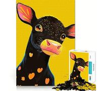 Puzzle de 1000 pièces Vache Noire à Taches Orange Découpe précise Jeu de réflexion Cadeau Facile à Jouer Idée Cadeau d'anniversaire Amusante (50x75cm)