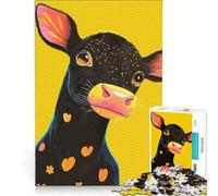 Puzzle de 1000 pièces Vache Noire à Taches Orange, Jeu de réflexion, décoration intérieure, avec pièces de Formes aléatoires Parfaitement emboîtables 50x75cm