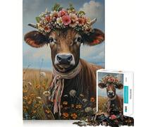 Puzzle de 1000 pièces Vache Suisse à la Ferme pour Adolescents, idéal pour développer la mémoire, se détendre et Offrir Un Joli Cadeau 38x52cm