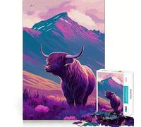 Puzzle de 1000 pièces Vaches des Highlands écossaises pour Adolescents Puzzle Facile à Assembler et à découper pour Noël (38x26cm)