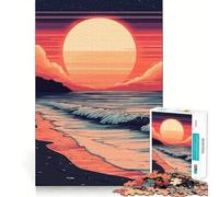 Puzzle de 1000 pièces Vagues au Coucher du Soleil pour Adolescents Attrait apaisant Illustration découpée Collection 50x75cm