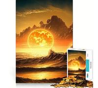 Puzzle de 1000 pièces Vagues au Coucher du Soleil pour Adolescents,idéal pour développer l'intelligence et stimuler Le Cerveau Taille Uniforme,pièces précises,activité ludique en Famille (50x75cm)