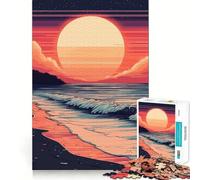 Puzzle de 1000 pièces Vagues au Coucher du Soleil pour Adolescents Jeu de logique Claire Passe-Temps Calme Découpe Parfaite Cadeau Classique 38x52cm