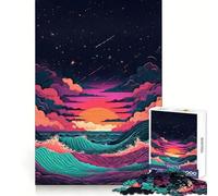Puzzle de 1000 pièces Vagues au Coucher du Soleil pour Adolescents, Jeu de logique et de réflexion, Ambiance apaisante et Amusante, Bords Lisses, Cadeau d'anniversaire 38x52cm