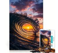 Puzzle de 1000 pièces Vagues au Coucher du Soleil pour Adolescents, Jeu intellectuel, Divertissement d'intérieur, découpe de qualité, Cadeau créatif (50x75cm)