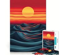 Puzzle de 1000 pièces Vagues au Coucher du Soleil pour Adolescents Stimule la mémoire Divertissement Relaxant Bords précis Cadeau attentionné 38x52cm