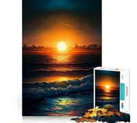 Puzzle de 1000 pièces Vagues au Coucher du Soleil sur l'océan »,découpé au Laser pour Un Assemblage Parfait,idéal pour renforcer Les Liens familiaux (50x75cm)