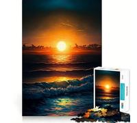 Puzzle de 1000 pièces Vagues au Coucher du Soleil sur l'océan pour Adolescents Jeu de réflexion Amusant Taille Uniforme Pièces précises Activité relaxante en Groupe à l'intérieur (38x26cm)