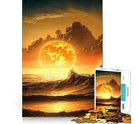 Puzzle de 1000 pièces Vagues au Coucher du Soleil sur l'océan »,Un Jeu de mémoire Amusant aux Bords Lisses et à l'emboîtement Parfait,idéal pour occuper Les Heures de Loisir (38x52cm)