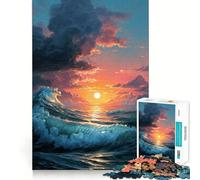 Puzzle de 1000 pièces Vagues de l'océan au Coucher du Soleil (50x75cm) Idéal pour Les Adolescents, stimule la réflexion, Offre Un Cadeau mémorable et des Moments de Joie en Famille