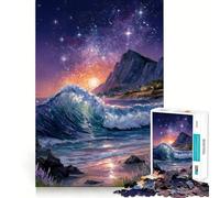 Puzzle de 1000 pièces Vagues de l'océan sous Un Ciel étoilé pour Adultes, Jeu de logique Fine, détente et Finitions soignées (38x26cm)