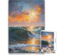 Puzzle de 1000 pièces « Vagues du Lever de Soleil » pour Adolescents, Jeu éducatif de logique, pour Toutes Les Occasions, Dimensions 50x75cm
