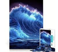 Puzzle de 1000 pièces Vagues océaniques au Clair de Lune pour Adolescents, Stimulant la réflexion, Source de Joie familiale, Cadeau mémorable (38x52cm)