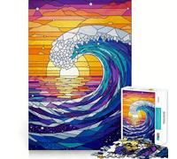 Puzzle de 1000 pièces Vagues océaniques au Coucher du Soleil 50x75cm pour Adultes Jeu de logique et de Groupe, Bords Nets