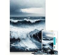Puzzle de 1000 pièces Vagues océaniques pour Adultes Développe la mémoire Loisirs Doux Découpe Ferme Idée Cadeau pour Les fêtes (50x75cm)