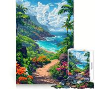 Puzzle de 1000 pièces Vagues rétro hawaïennes Découpe précise au Pixel près Jeu Amusant pour développer Son Esprit et ralentir Le Temps Décoration Murale de Noël (38x52cm)