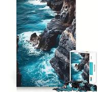 Puzzle de 1000 pièces Vagues sur la côte rocheuse pour Adultes et Adolescents, Jeu intellectuel, à Partager à la Maison, qualité et découpe Classiques (38x26cm)