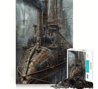 Puzzle de 1000 pièces Vaisseau dirigeable Steampunk pour Adultes et Adolescents Un pour améliorer sa mémoire, se détendre et se divertir 50x75cm Découpe Nette et précise