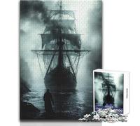 Puzzle de 1000 pièces Vaisseau fantôme dans Le Brouillard pour Adolescents:Jeu d'éveil et de Stimulation Cognitive, Cadeau Original et attentionné Dimensions:38x26 cm